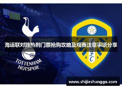 海运联对阵热刺门票抢购攻略及观赛注意事项分享